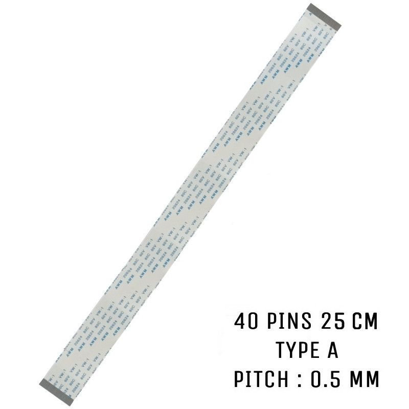Nappe ZIF AWM 20624 80C 60V VW-1 40 pins 25 cm Type A Pitch 0,5 mm